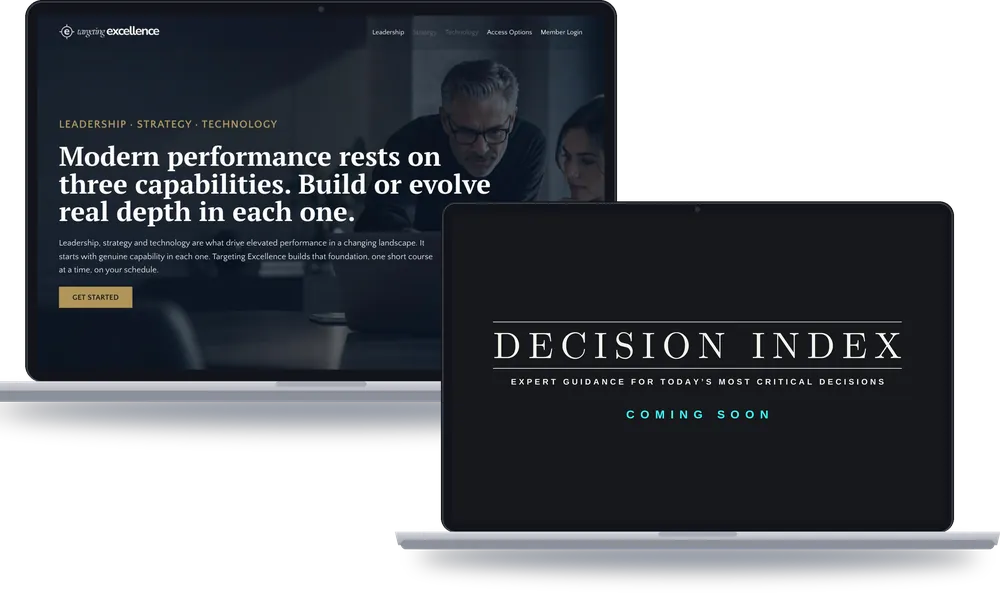 Targeting Excellence and Decision Index shown on two laptops